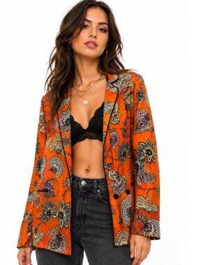 ASOS Jacket Black White Orange Floral